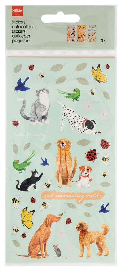stickervellen 19x10 huisdieren - 3 stuks