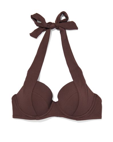 dames halter bikinitop met beugel cup A-E  donkerbruin