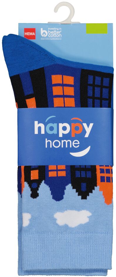 sokken met katoen happy home blauw
