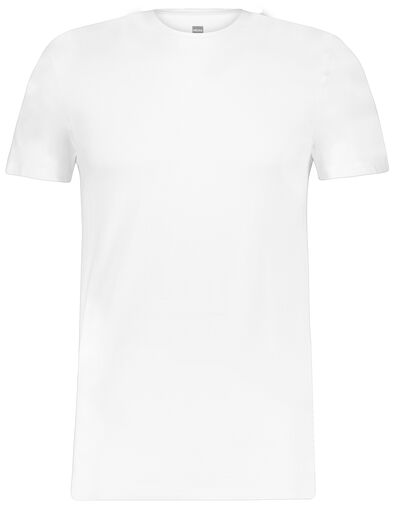 heren t-shirt slim fit o-hals extra lang bamboe wit