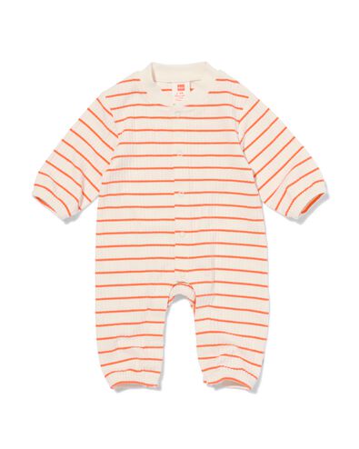 newborn jumpsuit rib met strepen ecru