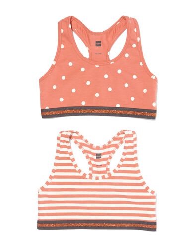 kinder croptops stretch katoen met glitters - 2 stuks bruin