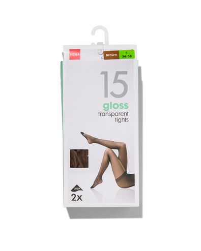 2-pak pantys 15 denier bruin