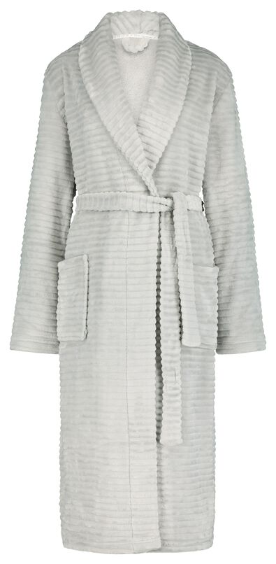 dames badjas lang fleece grijs