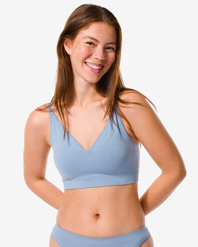 voorgevormde bh top zonder beugel blauw