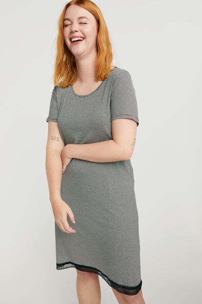 dames nachthemd viscose zwart/wit