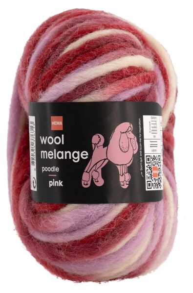 garen wol 50gram 40m gem&ecirc;leerd roze