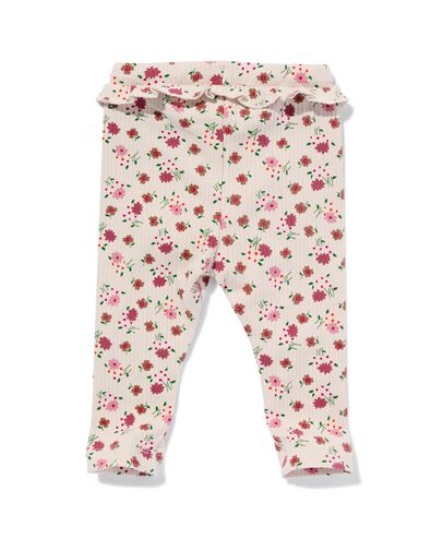 baby legging rib bloemen ecru