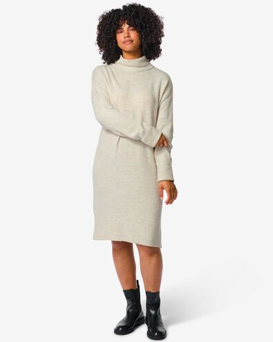 dames jurk met col gebreid Vicky beige