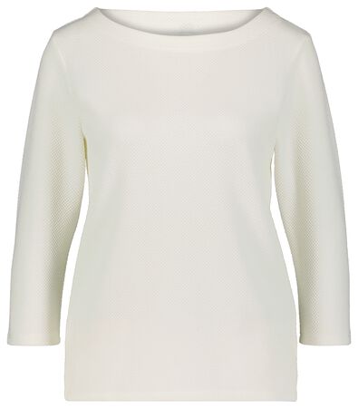 dames t-shirt Kacey structuur gebroken wit