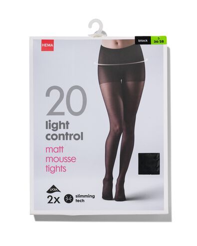 2-pak panty light control matt-mousse 20 denier zwart