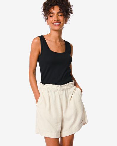 dames short Raiza met linnen beige