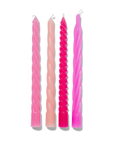 kaarsen met twist &Oslash;2x25 roze - 4 stuks