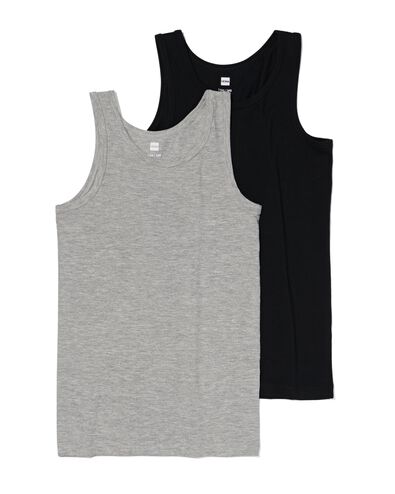 kinder hemden basic stretch katoen - 2 stuks zwart