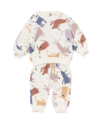 baby kleding sweatset hond ecru
