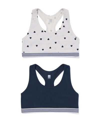kinder croptops stretch katoen - 2 stuks donkerblauw