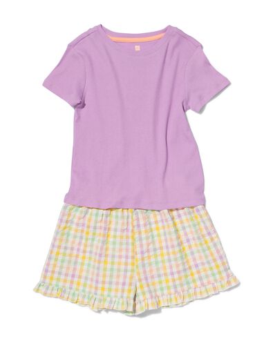 kindershortama katoen met ruiten lila