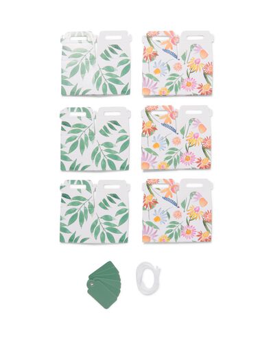 cadeaudoosjes karton 5x5x5 bladeren/bloemen - 6 stuks