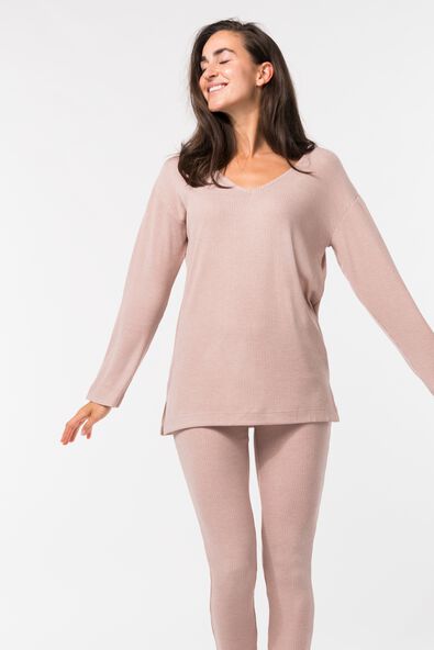 dames lounge legging met ribbels naturel