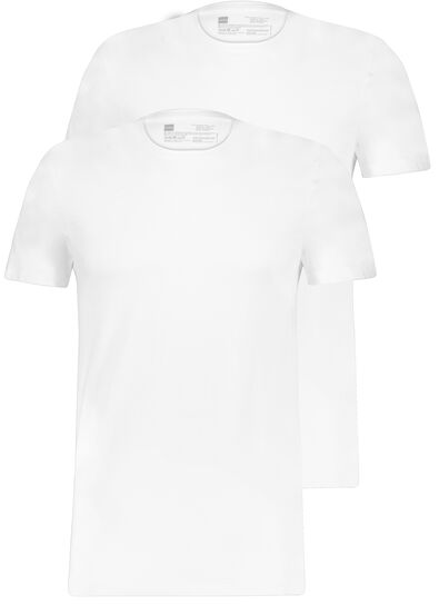 heren t-shirt regular fit o-hals - 2 stuks wit