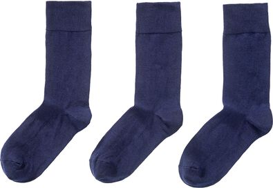 herensokken biologisch katoen - 3 paar donkerblauw
