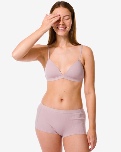 damesshortie hoog rib stretch katoen roze