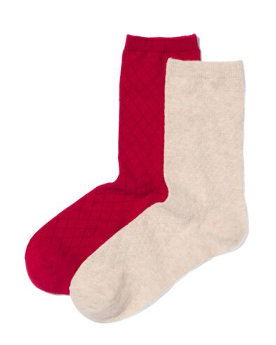 dames sokken met katoen - 2 paar rood
