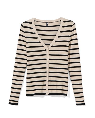 dames vest rib Ornelia zwart/wit