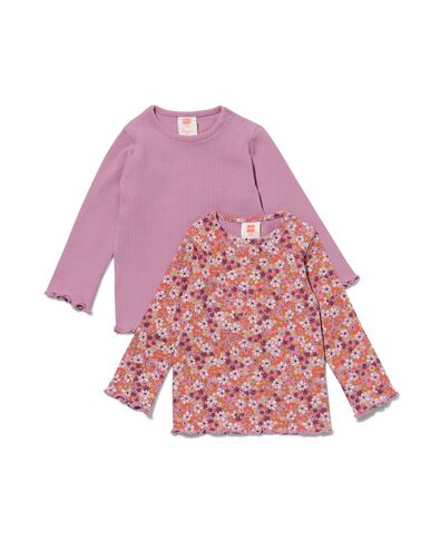 baby t-shirt rib - 2 stuks roze
