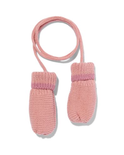 gebreide baby wanten met koord roze