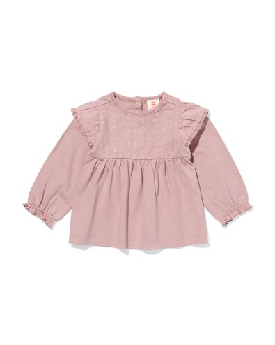 newborn top met borduur mauve