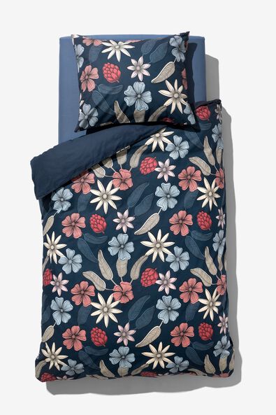 dekbedovertrek zacht katoen 200x220 bloemen blauw