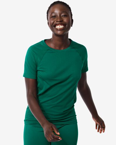 naadloos dames sportshirt donkergroen