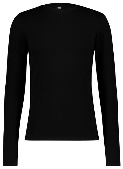 heren shirt slim fit o-hals lange mouw zwart