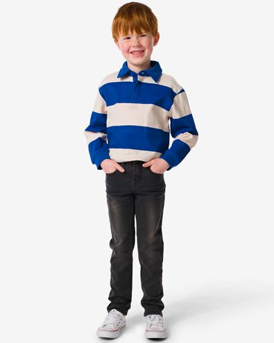 kindersweater polo strepen blauw