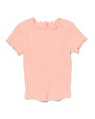kinder t-shirt met ribbels perzik