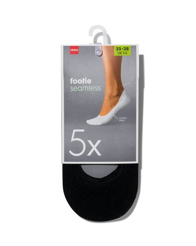 damesfooties naadloos - 5 paar zwart