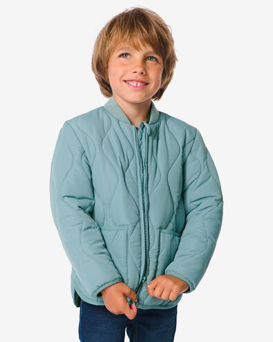 kinder gewatteerde jas doorgestikt blauw