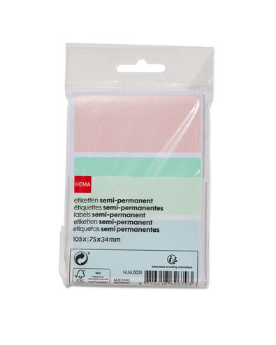 etiketten 7.5x3.4 pastel - 105 stuks