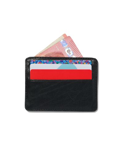 kaarthouder zwart leer RFID 7.5x10