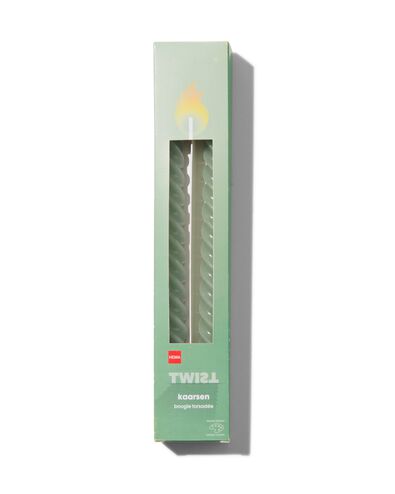 lange huishoudkaarsen met twist &Oslash;2x25 lichtgroen - 2 stuks