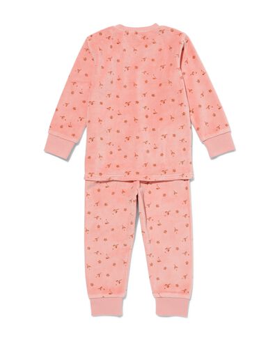 baby pyjama velours bloemen oudroze