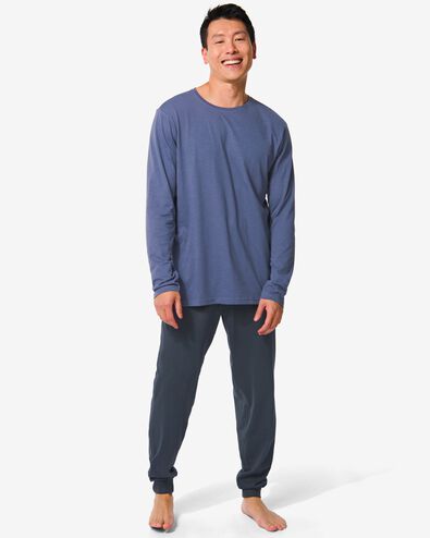 heren pyjama katoen  donkerblauw