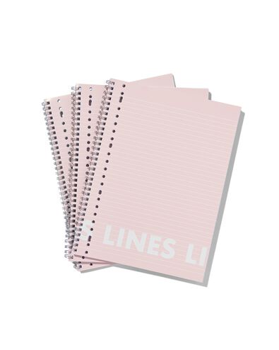 collegeblok roze A4 gelinieerd - 3 stuks