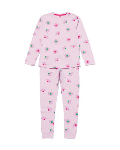 kinder pyjama stretch katoen bloemen lila