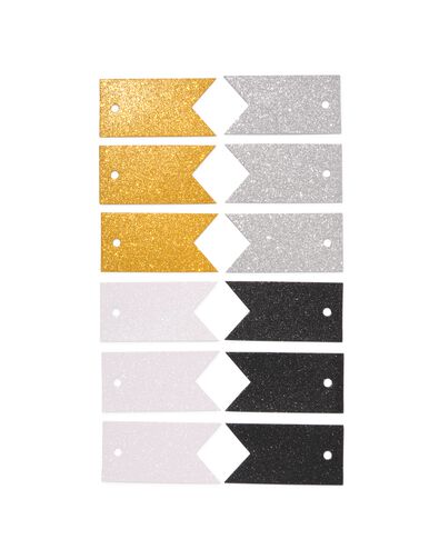 cadeaulabels met glitter - 12 stuks