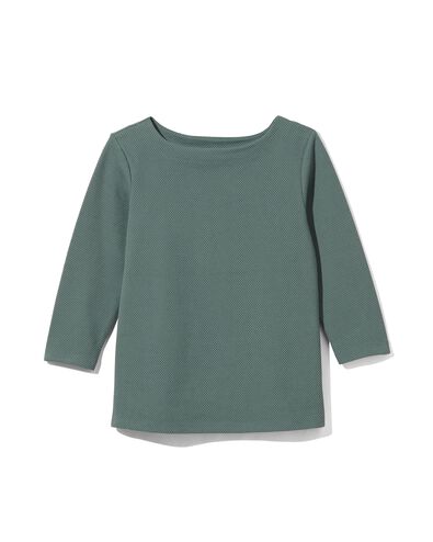 dames t-shirt Kacey met structuur donkergroen