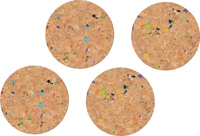 onderzetters &Oslash; 9.5 cm kurk recycled terrazzo - 4 stuks