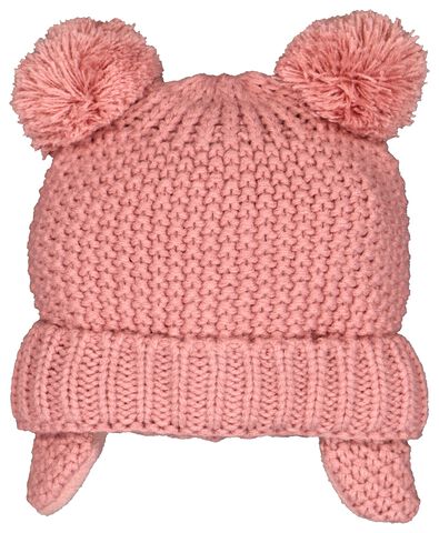 baby muts met oorwarmers gebreid roze