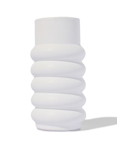 aardewerk vaas met ribbels &Oslash;10x20 wit